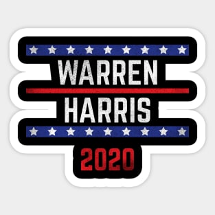 Elizabeth Warren and Kamala Harris on the one ticket? Dare to dream. Presidential race 2020 Distressed text Sticker